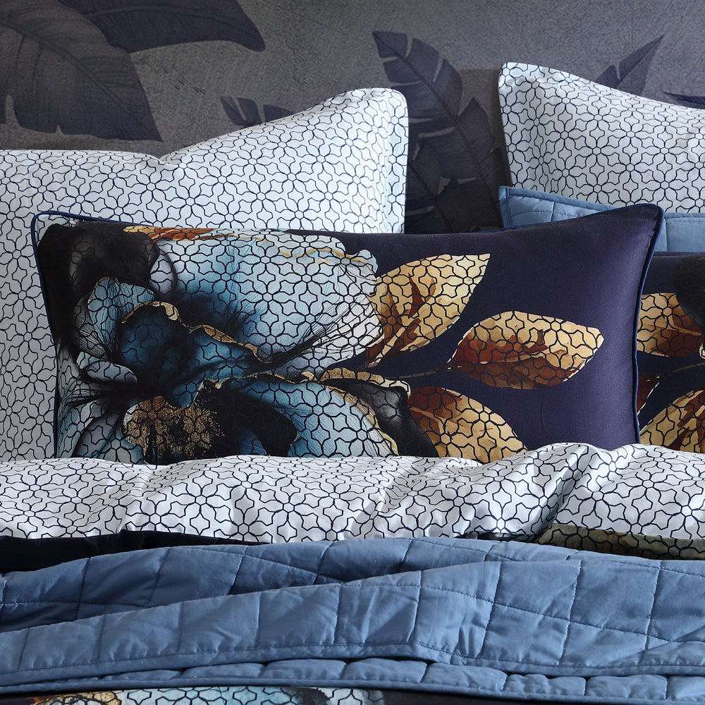 Golden Glow Navy Quilt Cover Set | King Bed