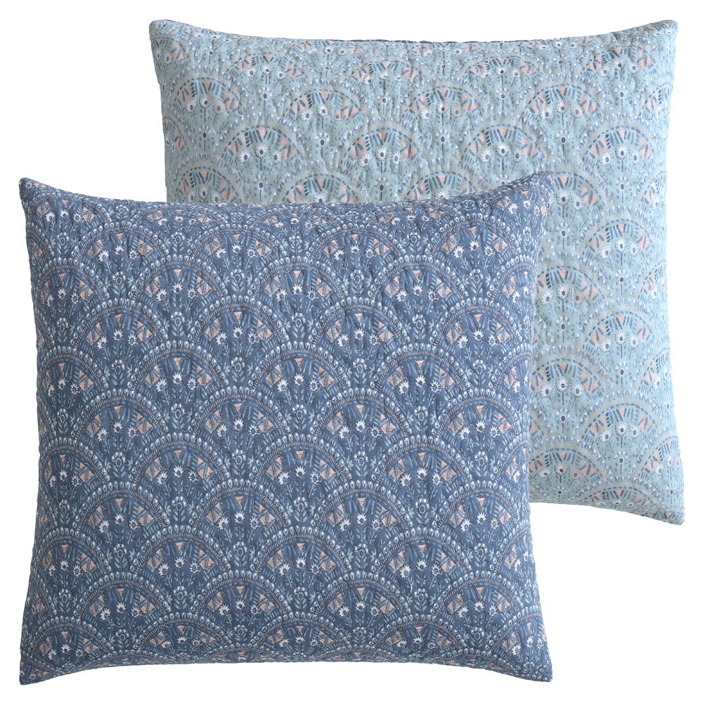 Logan and Mason Hazel Indigo European Pillowsham | My Linen