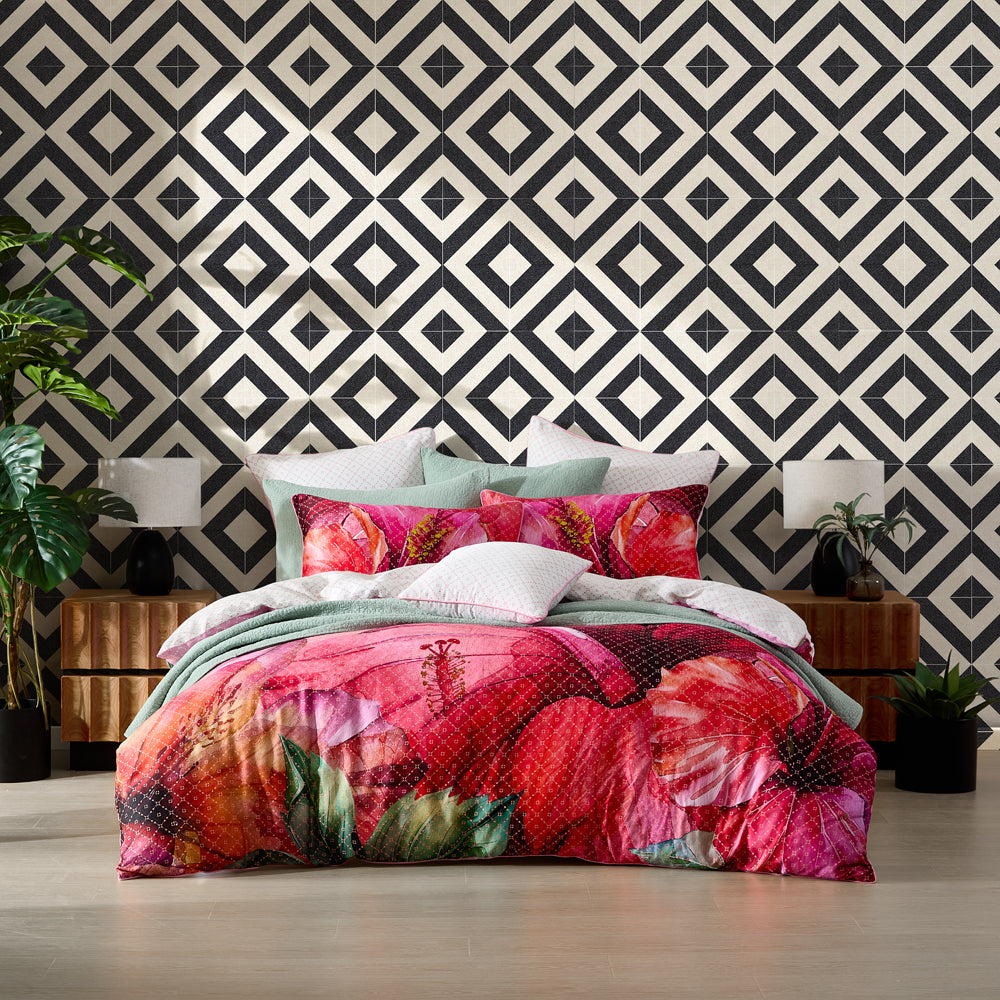 Logan and Mason Hibiscus Hue Pink Quilt Cover Set | My Linen