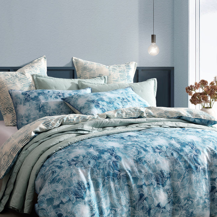 Kiama Blue Quilt Cover Set | King Bed