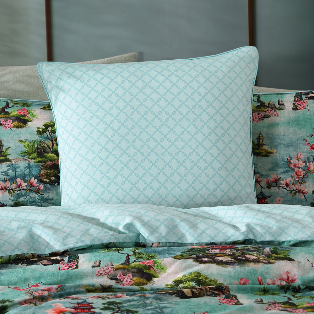 Logan and Mason Osaka Teal European Pillowcase Lifestyle | My Linen