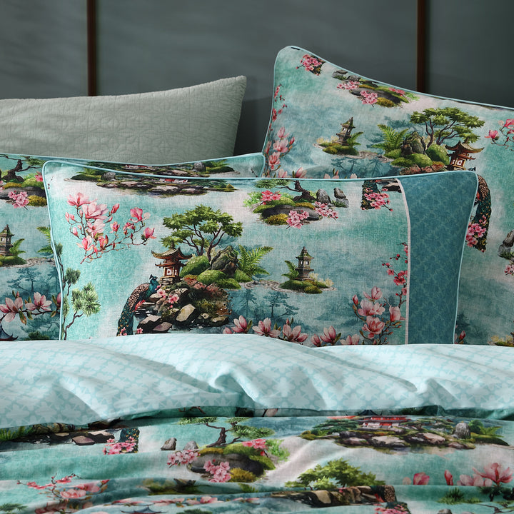 Logan and Mason Osaka Teal Quilt Cover Set Pillow | My Linen