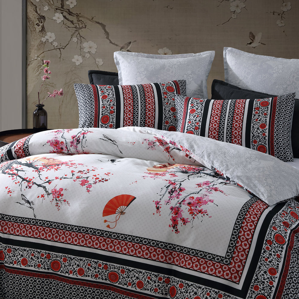 Tokyo Drift Red Quilt Cover Set | King Bed