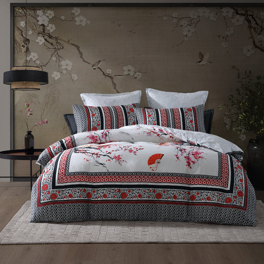 Tokyo Drift Red Quilt Cover Set | King Bed