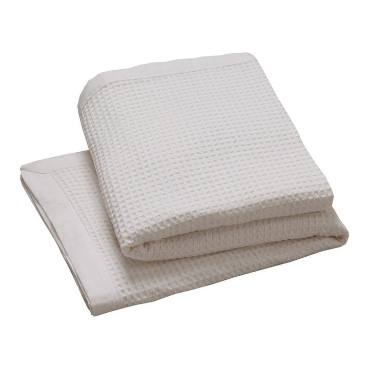 White Cotton Waffle Blanket | Queen / King Bed