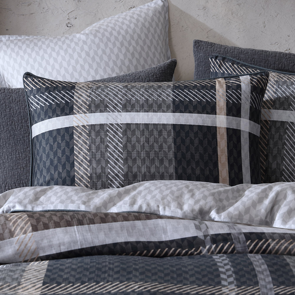 Logan and Mason Yarmouth Grey Quilt Cover Set Standard | My Linen