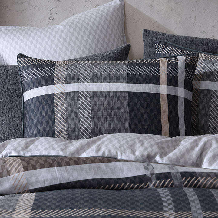 Logan and Mason Yarmouth Grey Quilt Cover Set Standard | My Linen