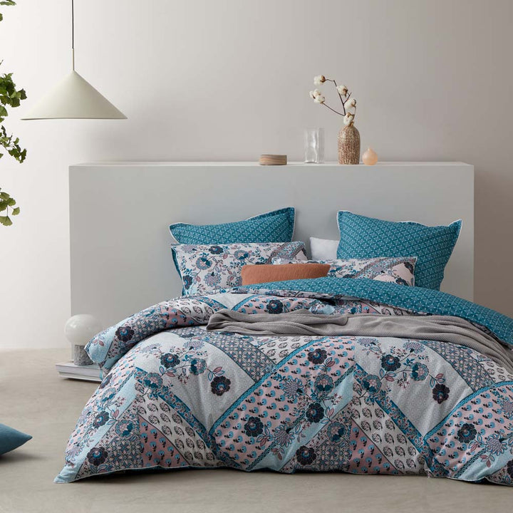 Zali Teal Quilt Cover Set | Queen Bed