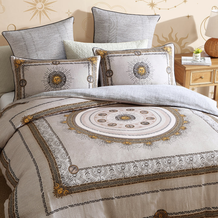 Logan and Mason Zepher Stone Quilt Cover Set Closeup | My Linen