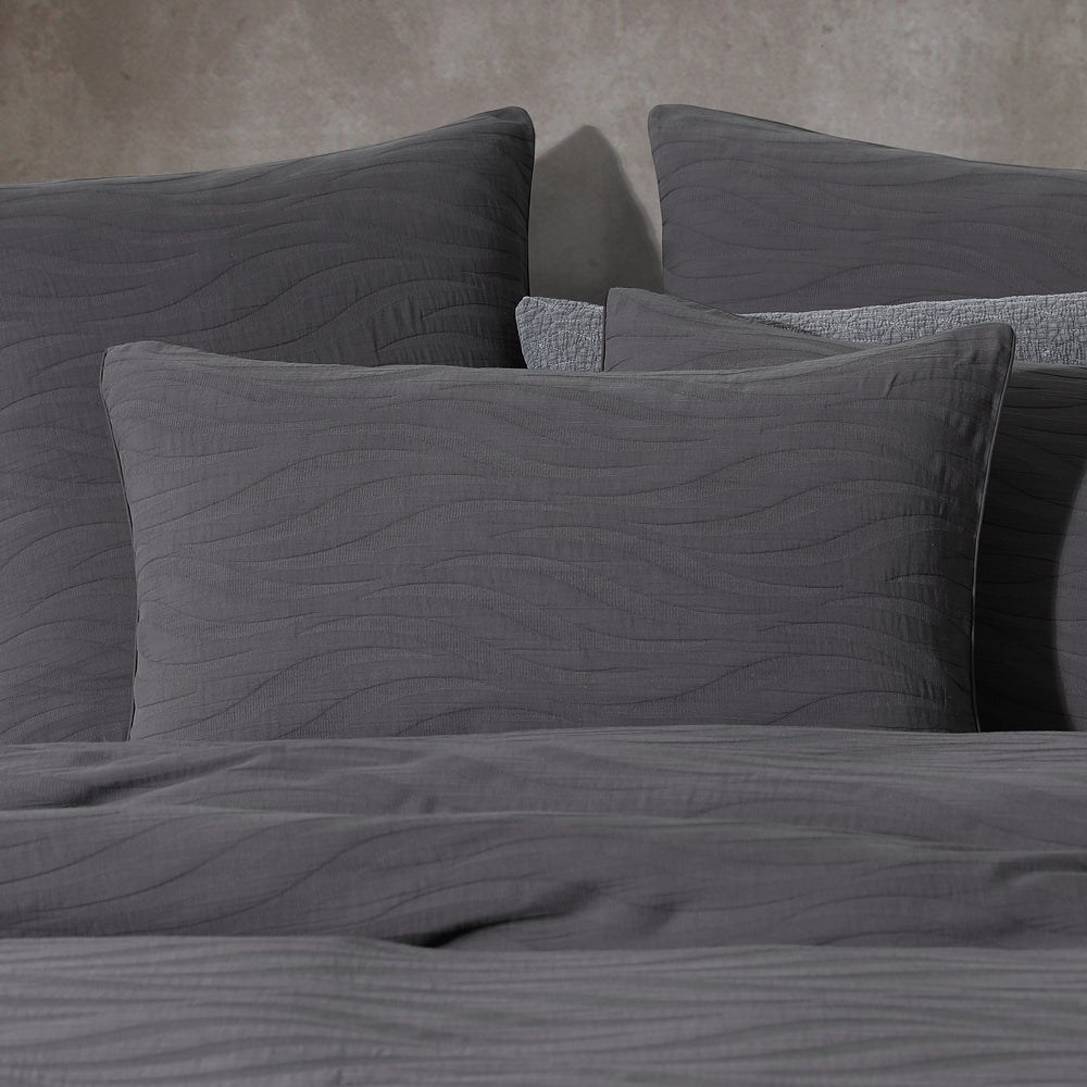 Platinum Logan and Mason Ariel Charcoal Quilt Cover Set Detail | My Linen