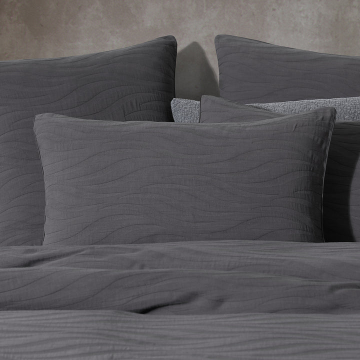 Platinum Logan and Mason Ariel Charcoal Quilt Cover Set Detail | My Linen