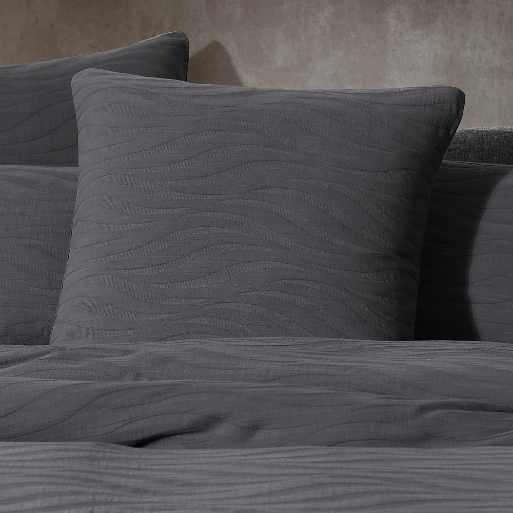 Platinum Logan and Mason Ariel Charcoal European Pillowcase Lifestyle | My Linen