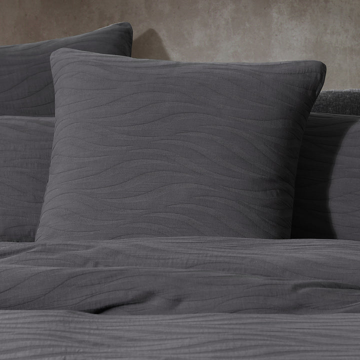 Platinum Logan and Mason Ariel Charcoal European Pillowcase Lifestyle | My Linen
