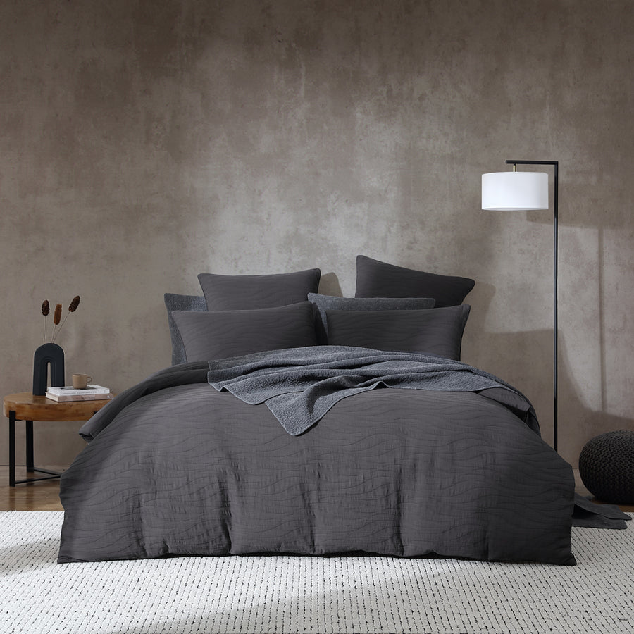 Platinum Logan and Mason Ariel Charcoal Quilt Cover Set | My Linen