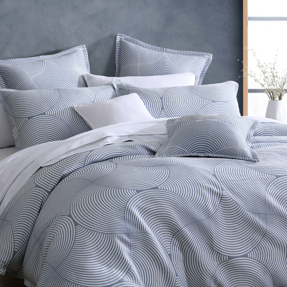 Platinum Logan and Mason Arlo Slate Quilt Cover Set Closeup | My Linen