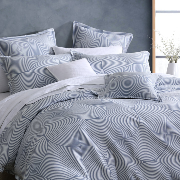 Platinum Logan and Mason Arlo Slate Quilt Cover Set Closeup | My Linen