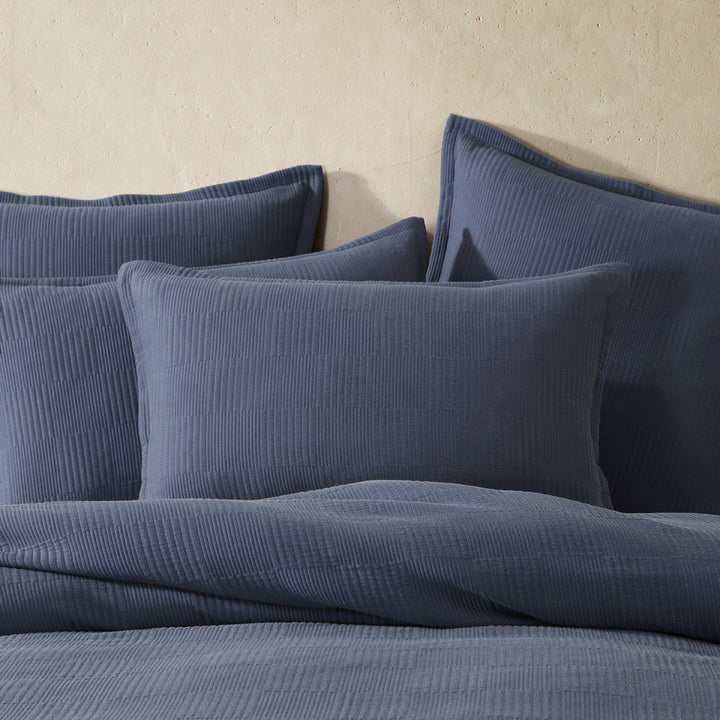 Platinum Logan and Mason Caspian Indigo Quilt Cover Set Detail | My Linen