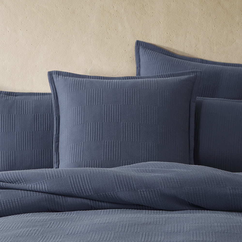 Platinum Logan and Mason Caspian Indigo European Pillowcase Lifestyle | My Linen