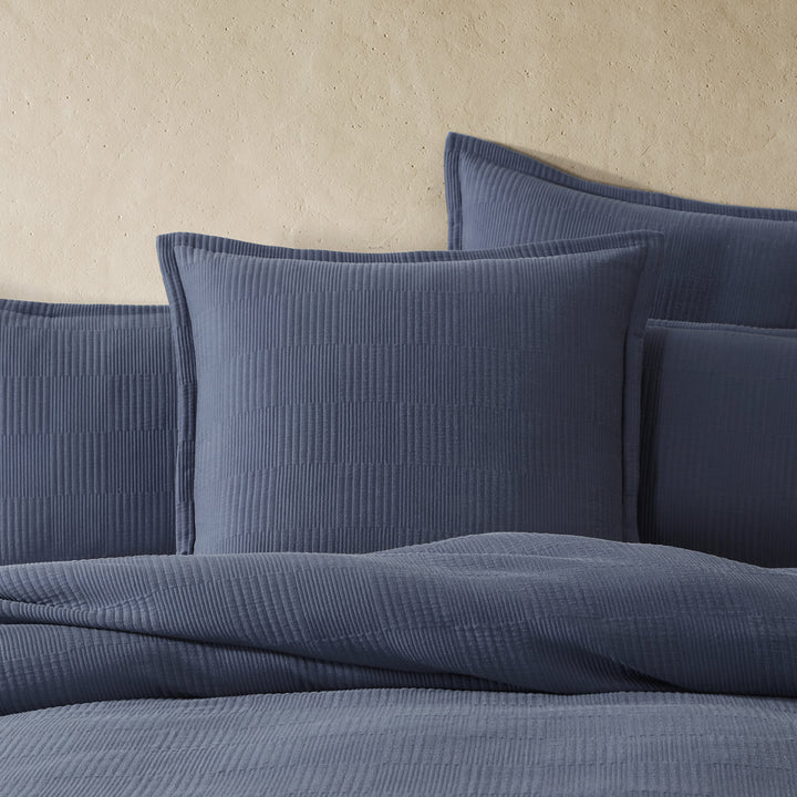 Platinum Logan and Mason Caspian Indigo European Pillowcase Lifestyle | My Linen