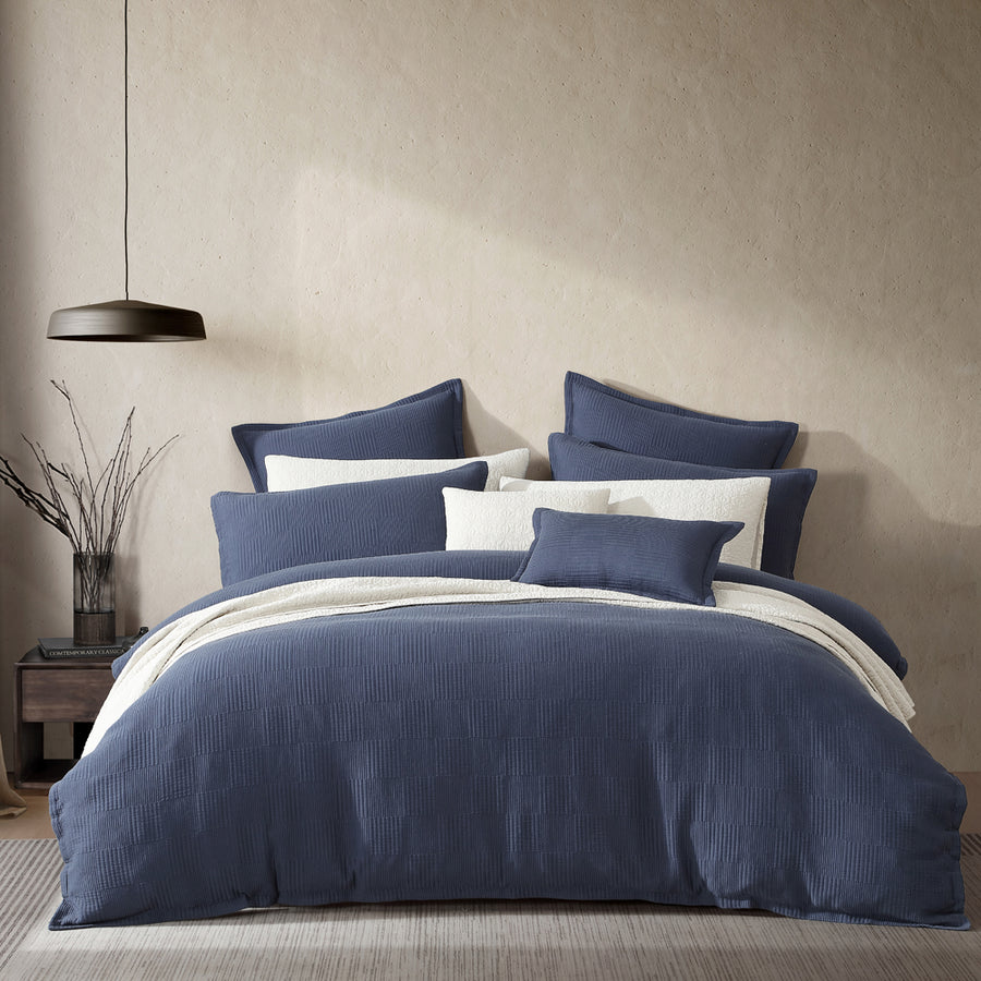 Platinum Logan and Mason Caspian Indigo Quilt Cover Set | My Linen