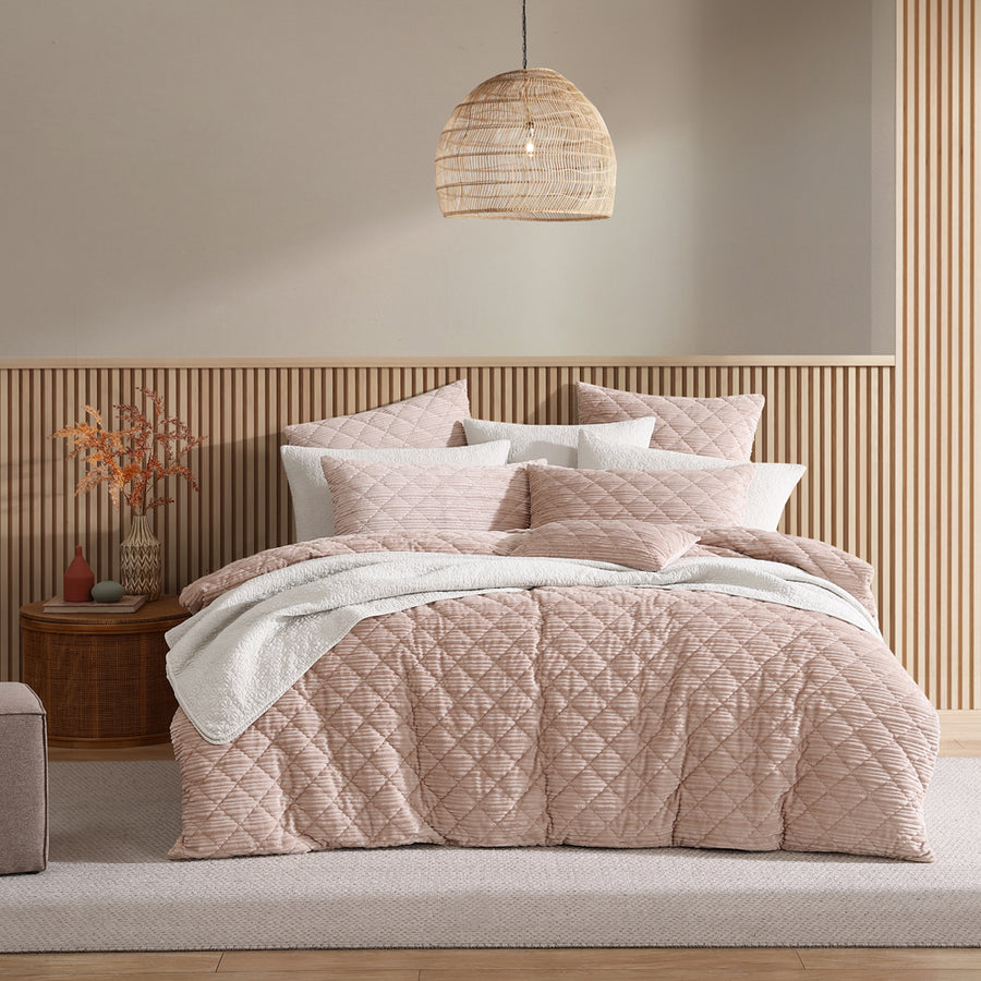 Platinum Logan and Mason Corbin Blush Quilt Cover Set | My Linen