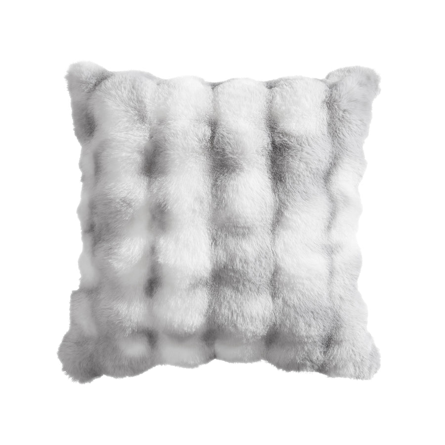 Platinum Logan and Mason Rabbit Faux Fur Silver Square Filled Cushion | My Linen