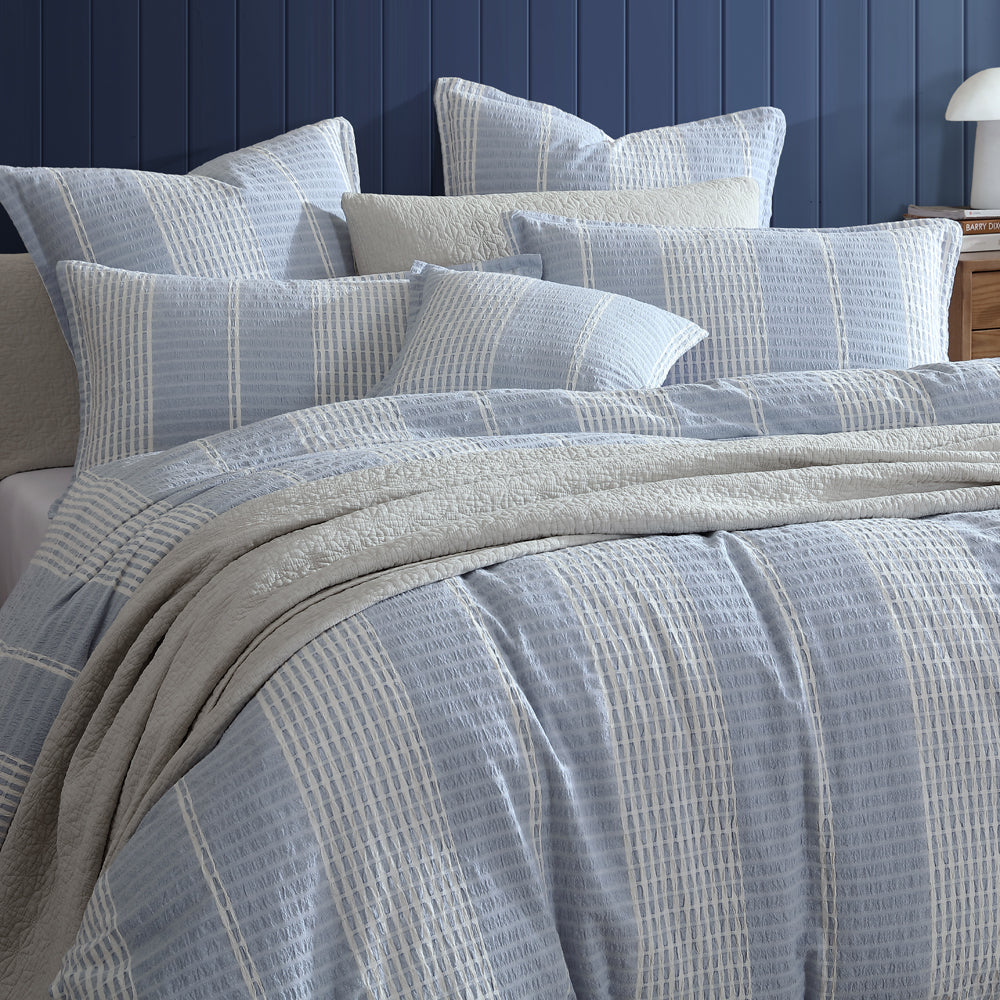 Platinum Logan and Mason Hurley Slate Quilt Cover Set Closeup | My Linen