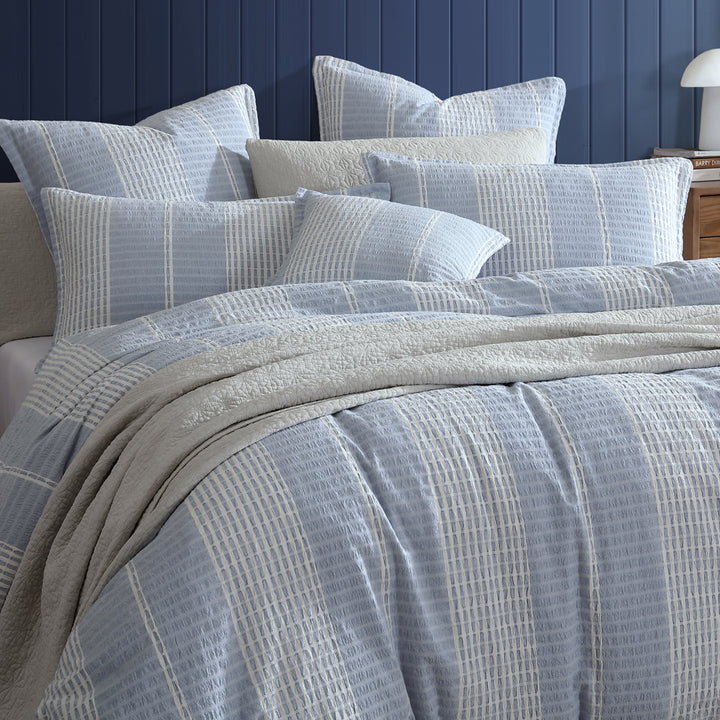 Platinum Logan and Mason Hurley Slate Quilt Cover Set Closeup | My Linen