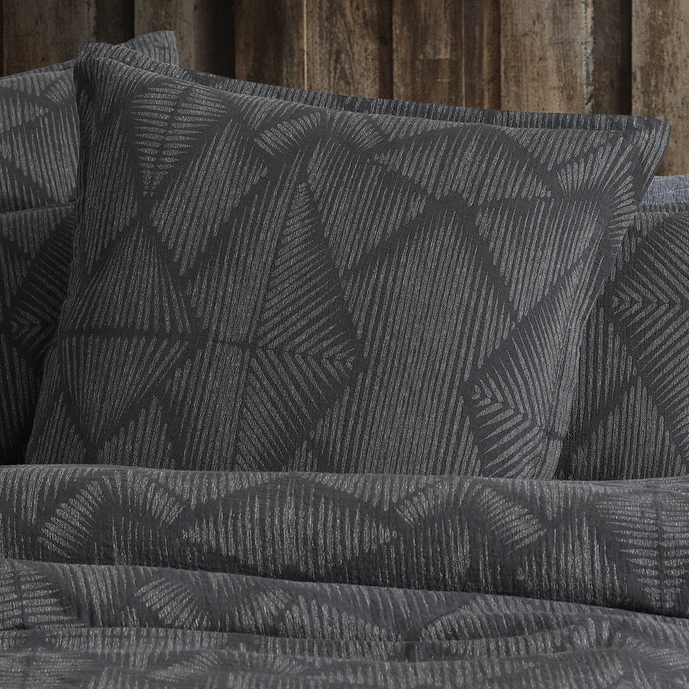 Platinum Logan and Mason Kenya Charcoal European Pillowcase Lifestyle | My Linen