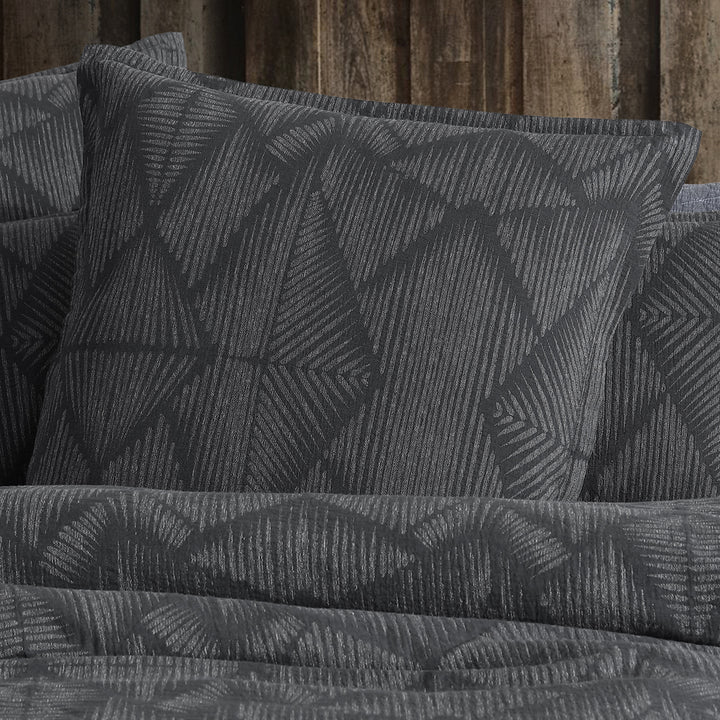 Platinum Logan and Mason Kenya Charcoal European Pillowcase Lifestyle | My Linen