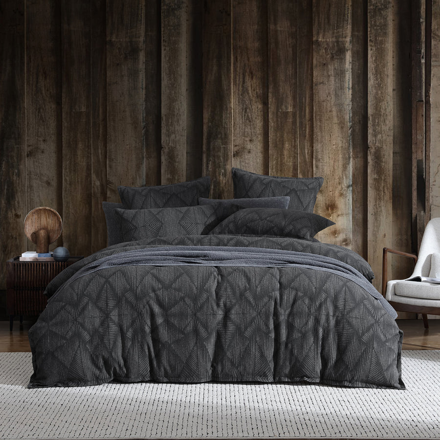 Platinum Logan and Mason Kenya Charcoal Quilt Cover Set | My Linen