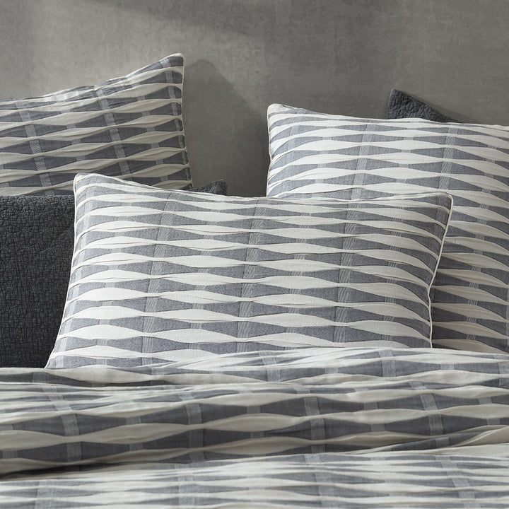 Platinum Logan and Mason Kirby Charcoal Quilt Cover Set Detail | My Linen