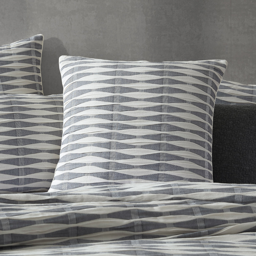 Platinum Logan and Mason Kirby Charcoal European Pillowcase Lifestyle | My Linen