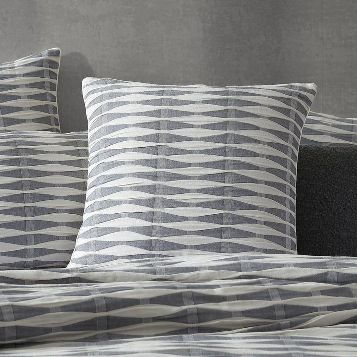 Platinum Logan and Mason Kirby Charcoal European Pillowcase Lifestyle | My Linen