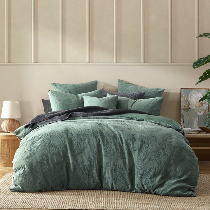 Platinum Logan and Mason Moana Cilantro Quilt Cover Set | My Linen