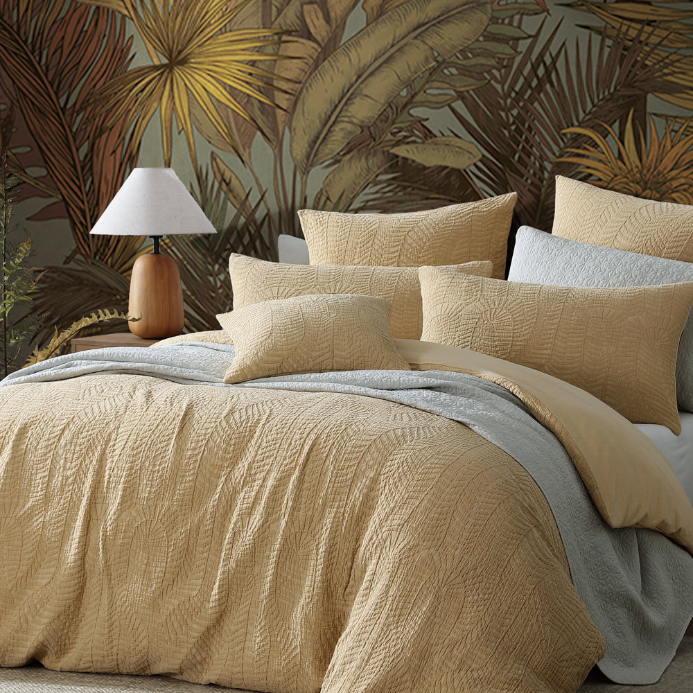 Platinum Logan and Mason Navajo Mustard Quilt Cover Set Closeup | My Linen