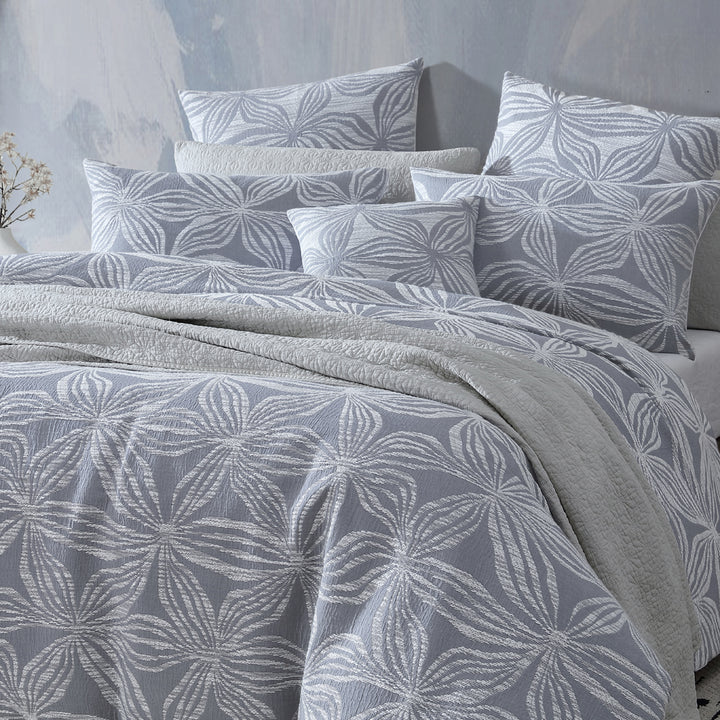 Platinum Logan and Mason Skylar Slate Quilt Cover Set Closeup | My Linen