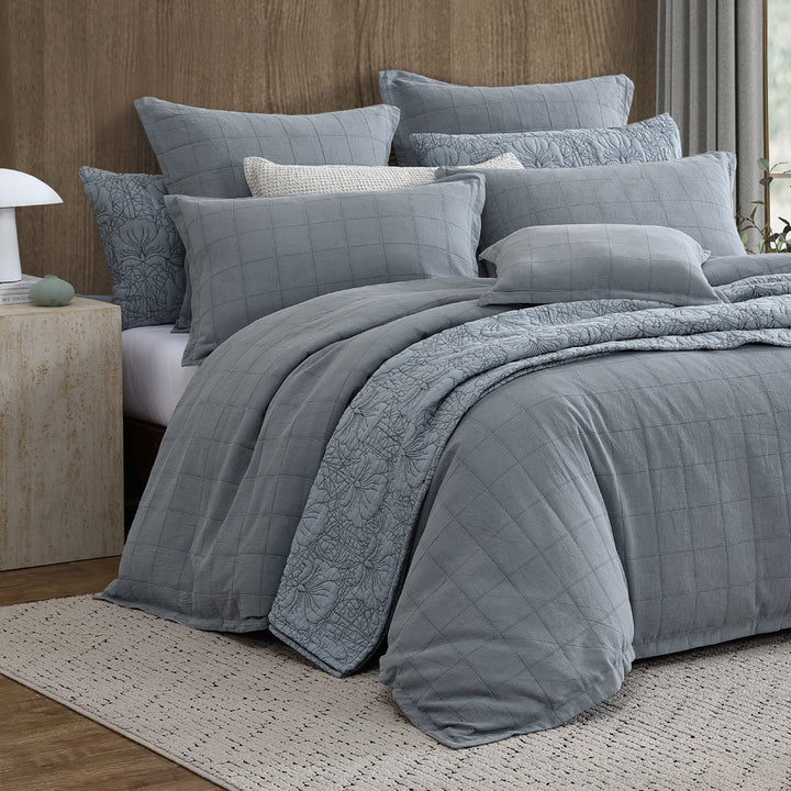 Private Collection Artemis Denim Quilt Cover Set Closeup | My Linen