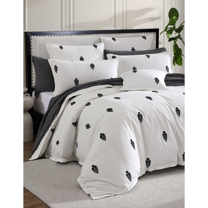 Private Collection Khari Charcoal Quilt Cover Set Closeup | My Linen