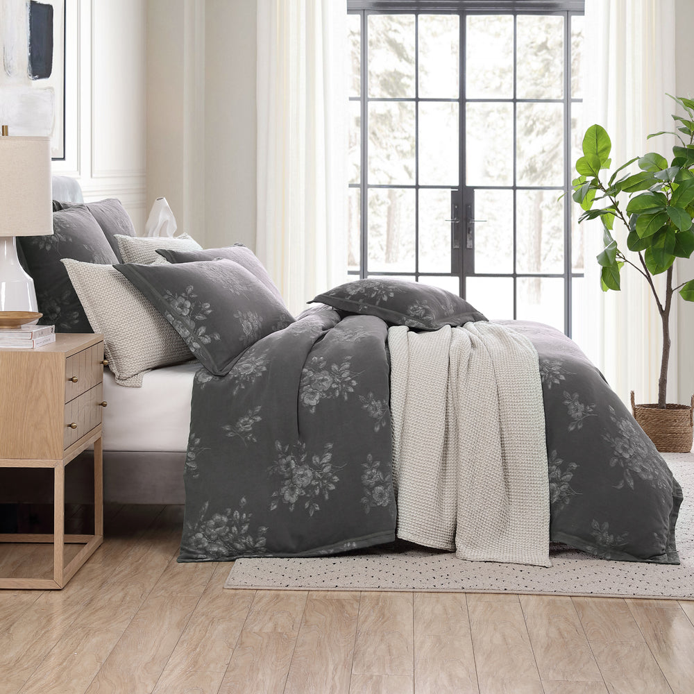 Private Collection Maisey Charcoal Quilt Cover Set Lifestyle | My Linen