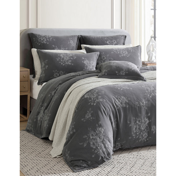 Private Collection Maisey Charcoal Quilt Cover Set Closeup | My Linen