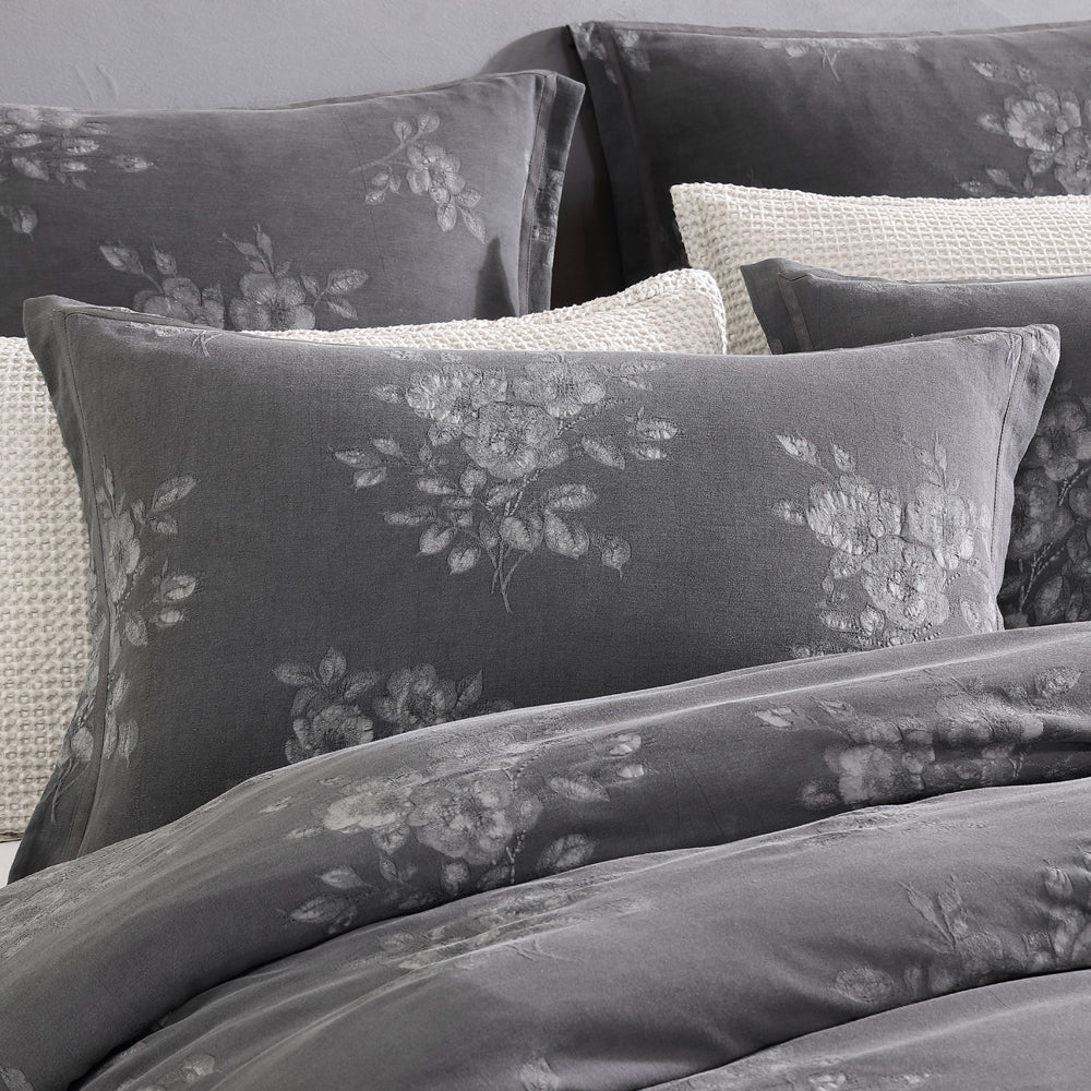 Private Collection Maisey Charcoal Quilt Cover Set Standard | My Linen