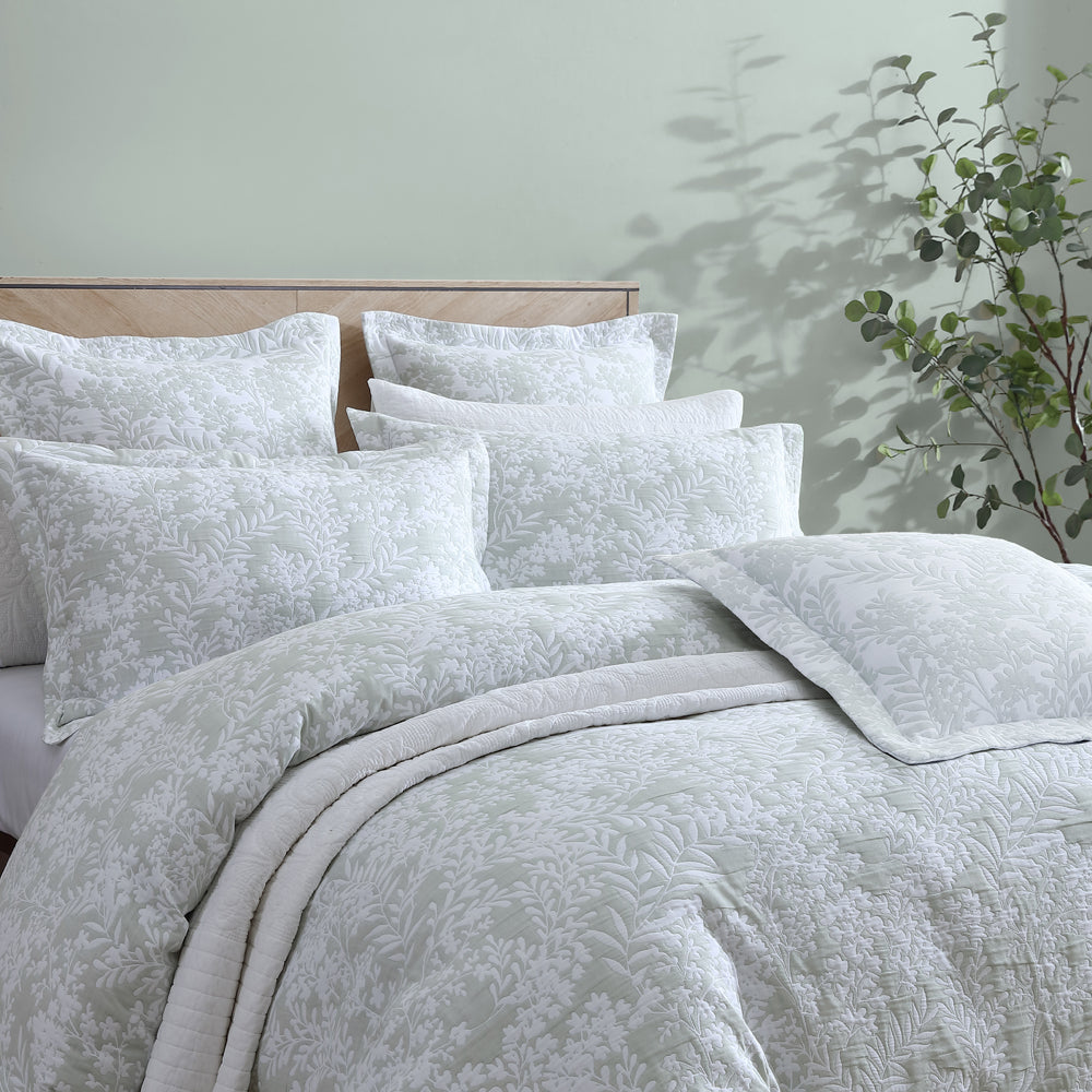 Quinn Sage Quilt Cover Set | Queen Bed