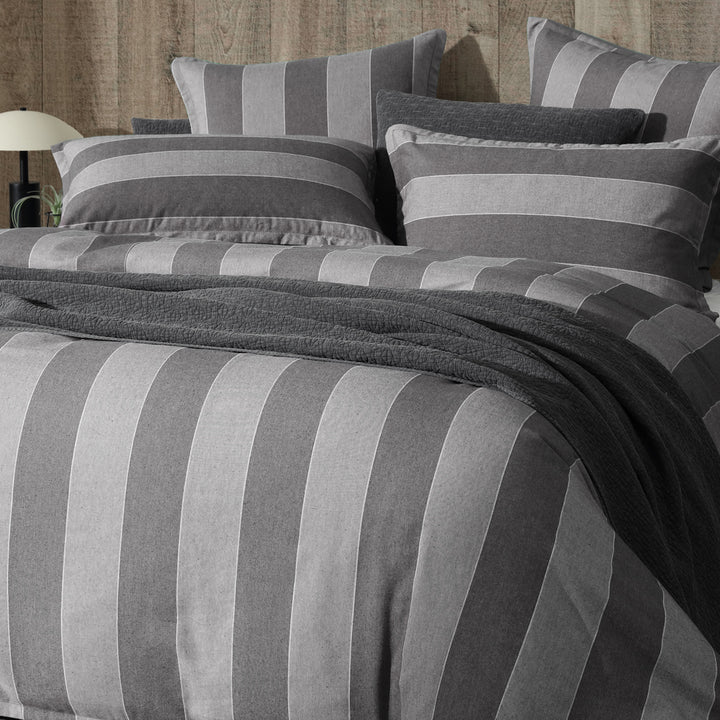 Private Collection Thatcher Charcoal Quilt Cover Set Closeup | My Linen