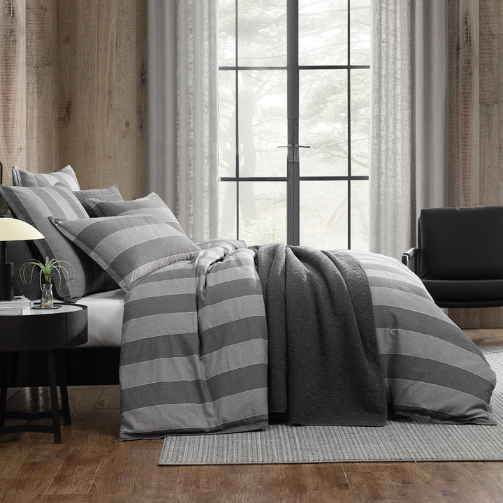 Private Collection Thatcher Charcoal Quilt Cover Set Side | My Linen