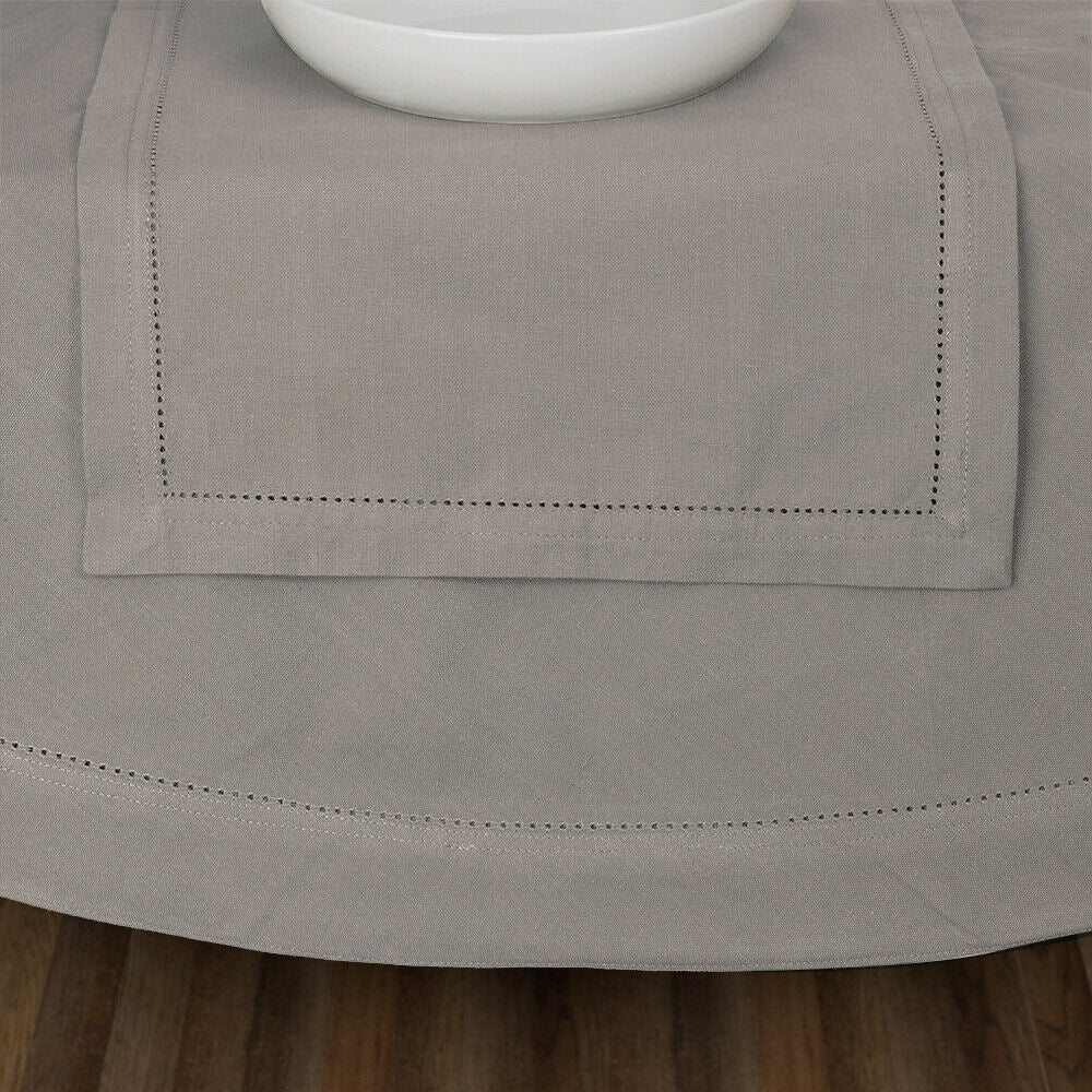 Hemstitch Round Tablecloth Grey | 220cm