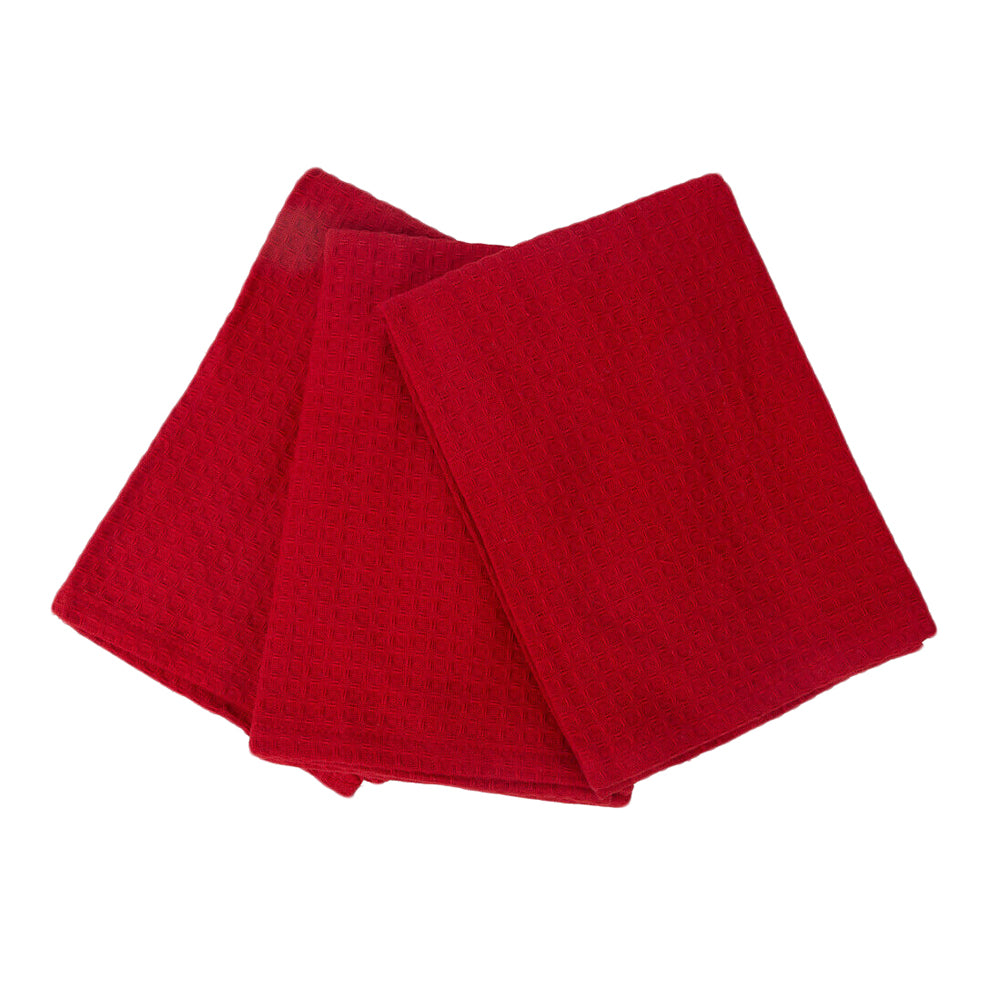 London Waffle Tea Towel Red | 3 Pack