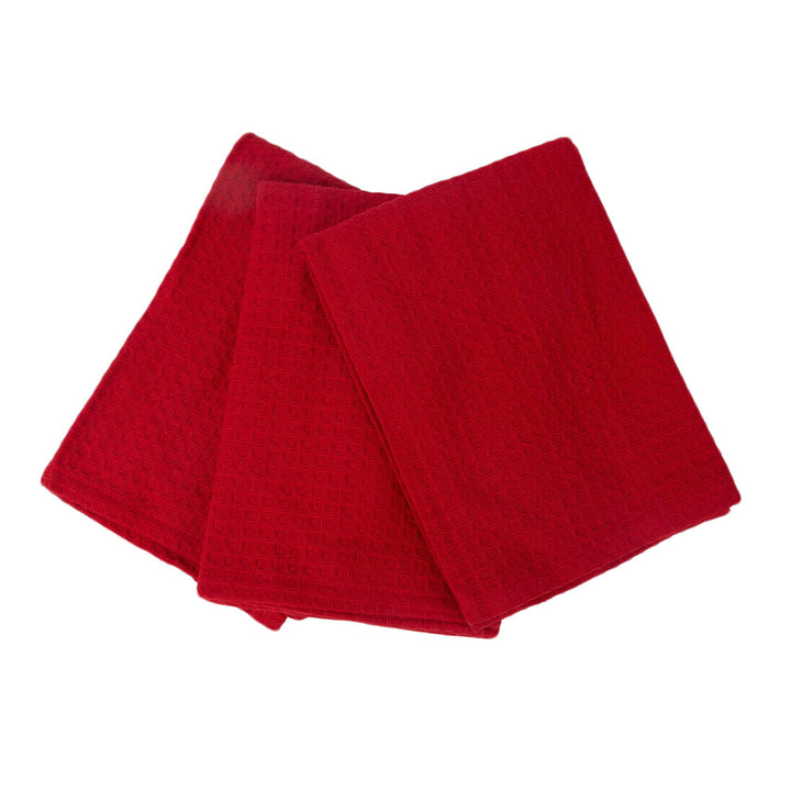 London Waffle Tea Towel Red | 3 Pack