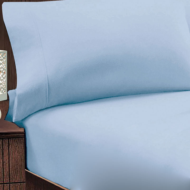 Abrazo 100% Cotton Flannelette Fitted Sheet & Pillowcase Combo Blue | Queen Bed