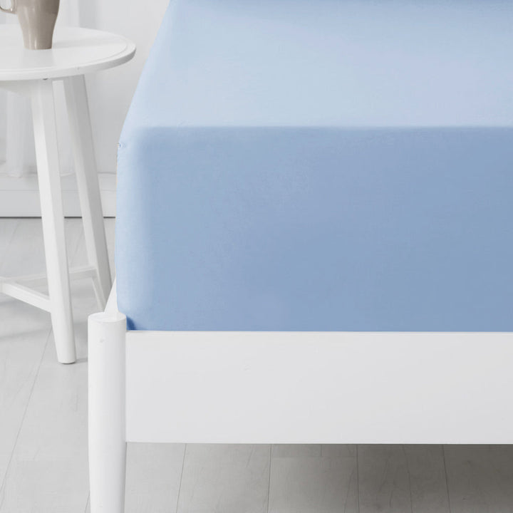 Abrazo 100% Cotton Flannelette Fitted Sheet Blue | Long Single Bed
